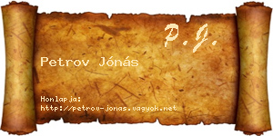 Petrov Jónás névjegykártya